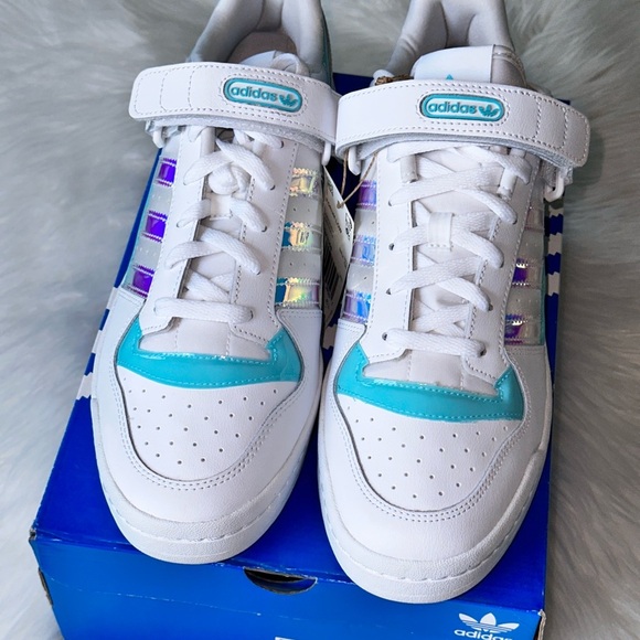 New Adidas Forum Low Cloud White Pulse Aqua GX3398 Men's Sneakers Shoes SIZE 11 - Picture 13 of 16